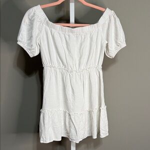 Blue Blush White Off-Shoulder Dress Ruffles Small